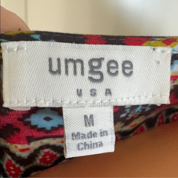 Umgee Boho Babydoll Dress Embroidered Print Festival Peasant Size M - Picture 5 of 6